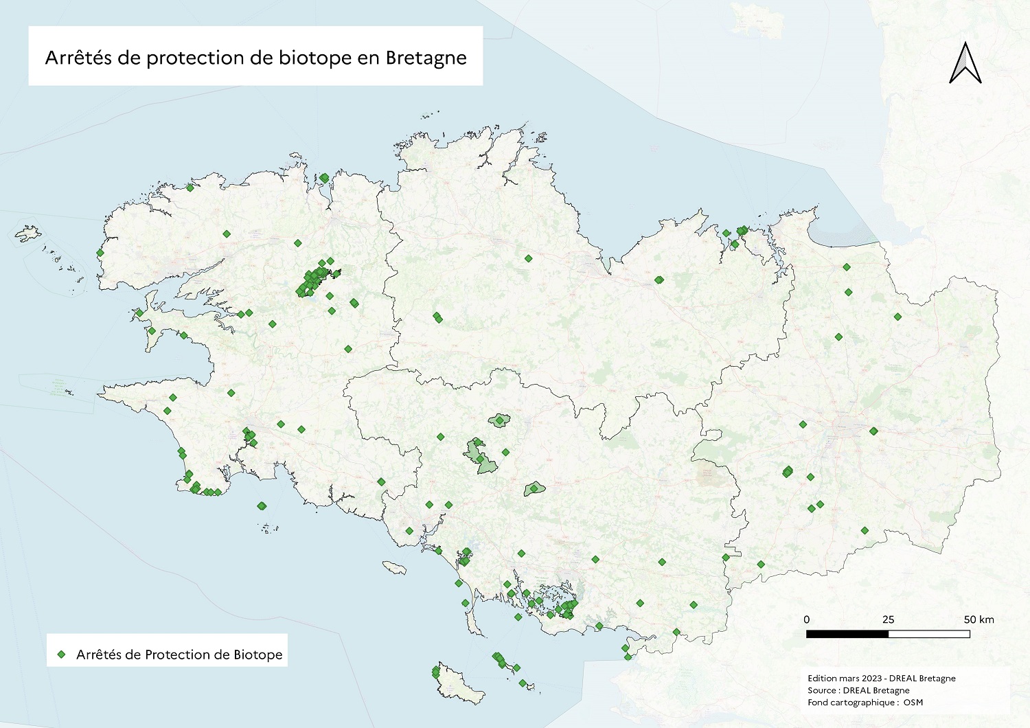 Carte régionale des arrêtés de biotope