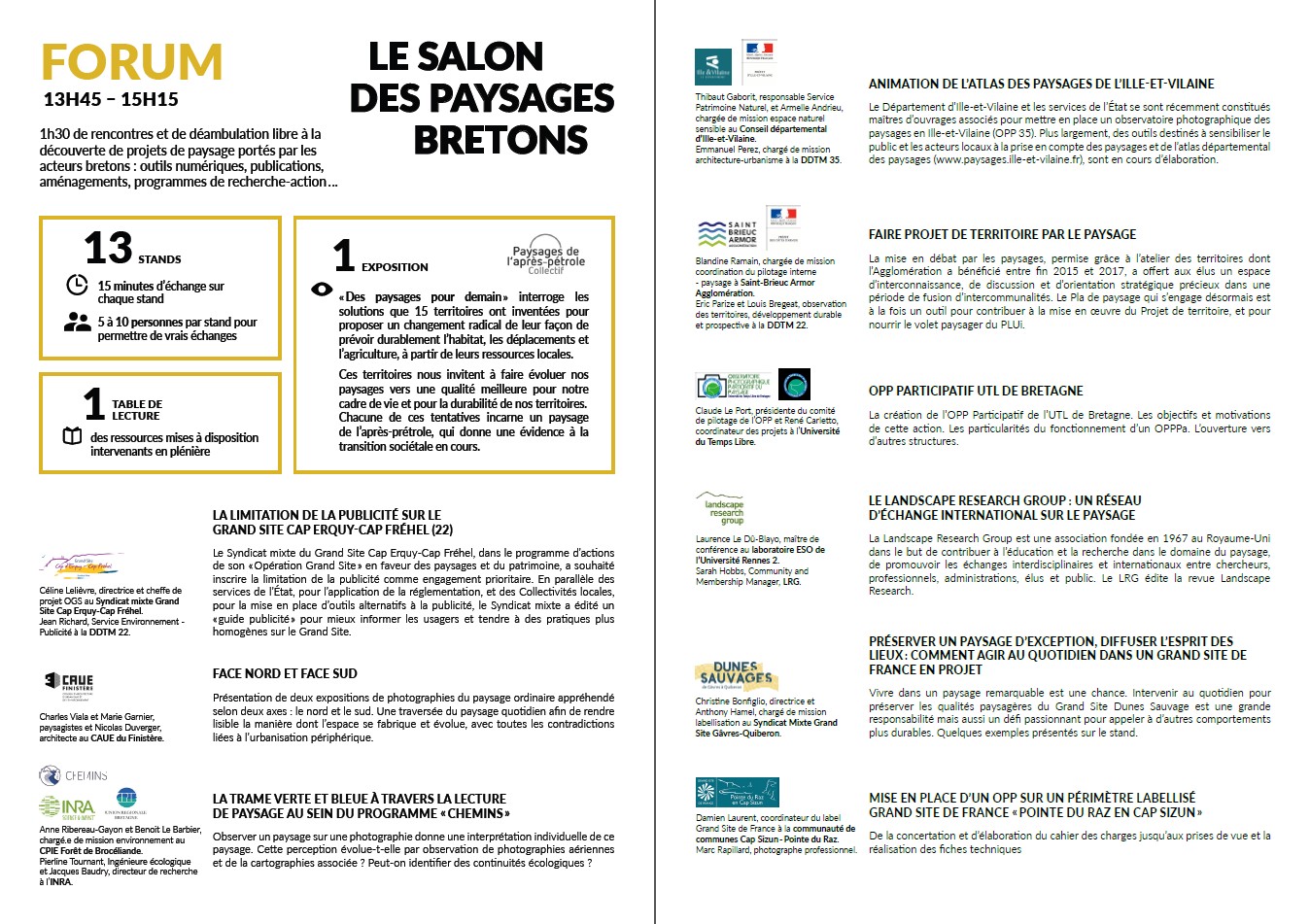 Aperçu programme du forum