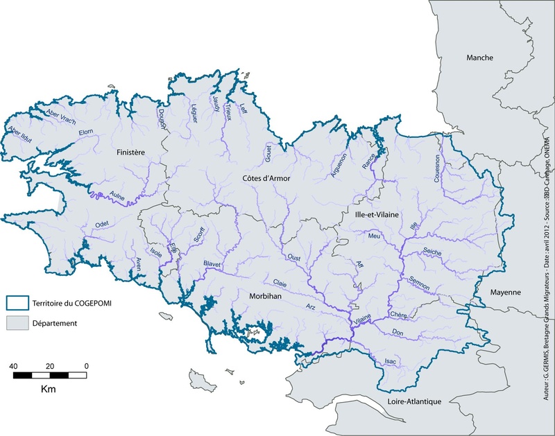 Territoire du COGEPOMI des cours d’eau bretons