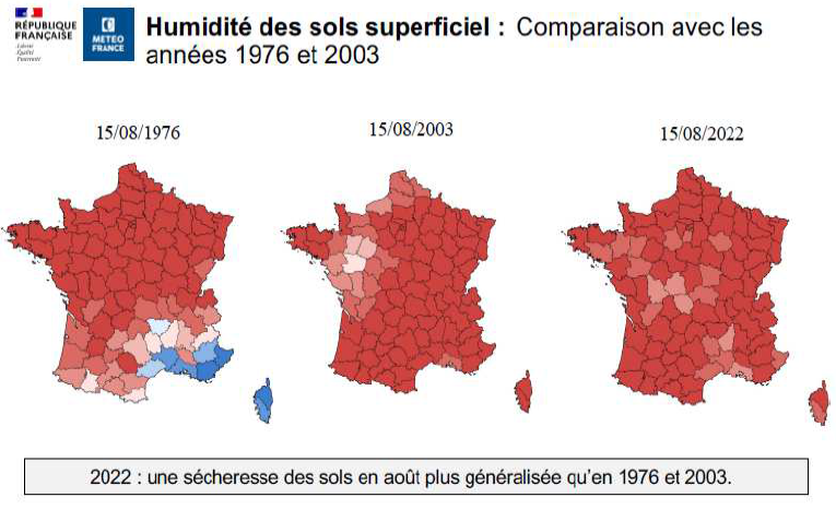 Carte humidité des sols superficiel