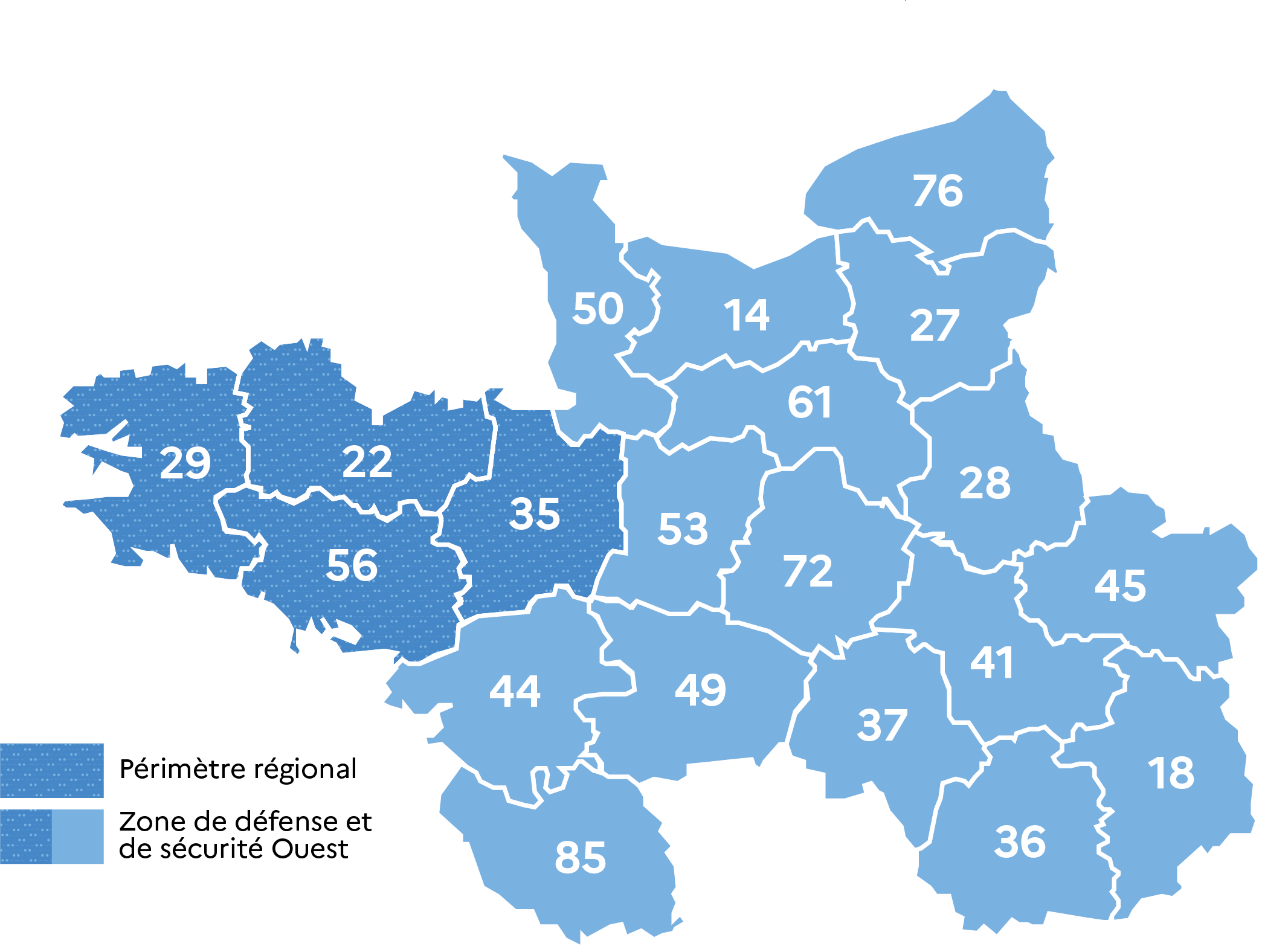 Carte de la zone de défense ouest